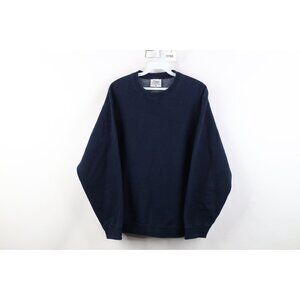 Vintage 90s Streetwear Womens Medium Blank Heavyweight Crewneck Sweatshirt Blue